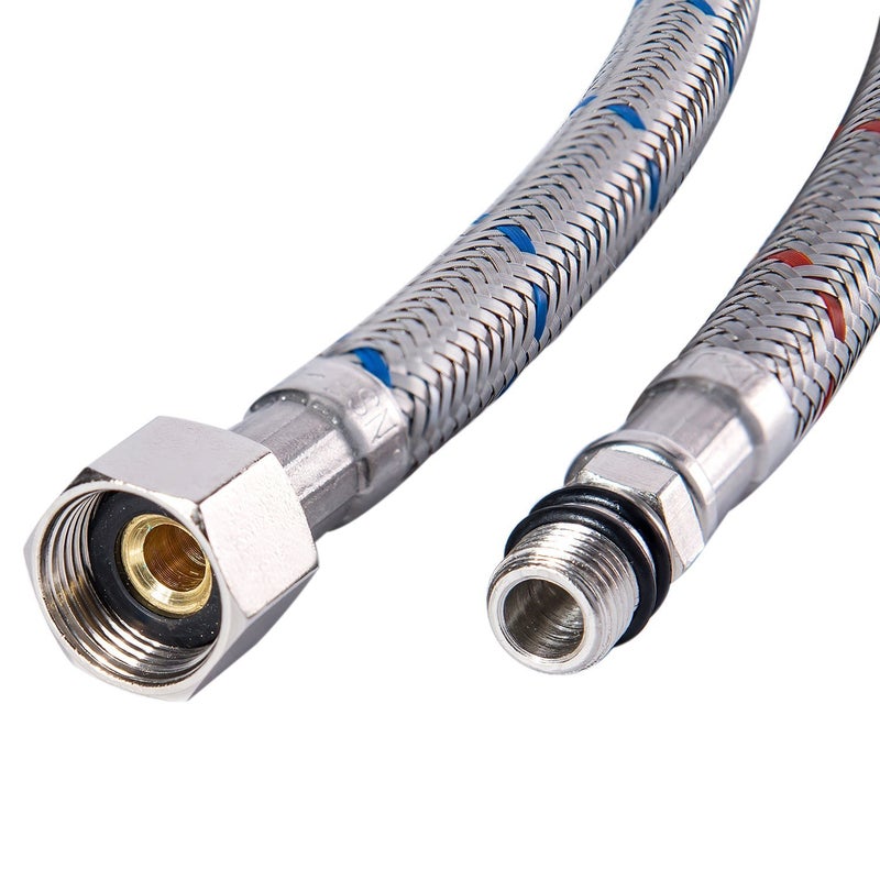 GGStudy 24-Inch Faucet Connector Braided Stainless Steel Supply Hose 3/8-Inch Female Compression Thread x M10 Male Connector One Pair - Image 2